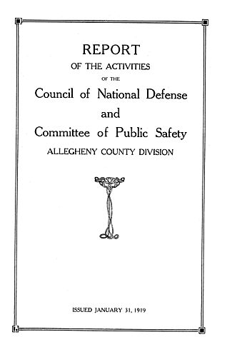 Report of the Council of national defense and Committee of public safety, Allegheny county division