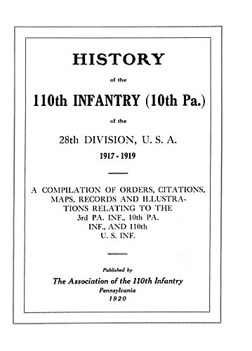 History of the 110th Infantry, Pennsylvania
