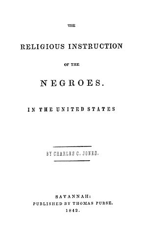 religious instruction of the Negroes in the United States