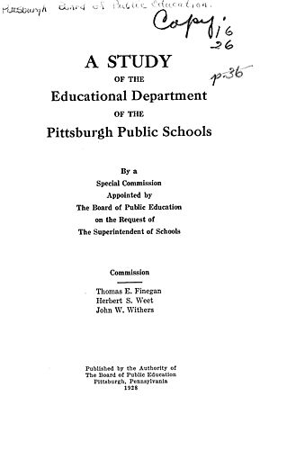 Study of the educational department of the Pittsburgh public schools