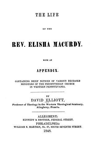 life of the Rev. Elisha Macurdy