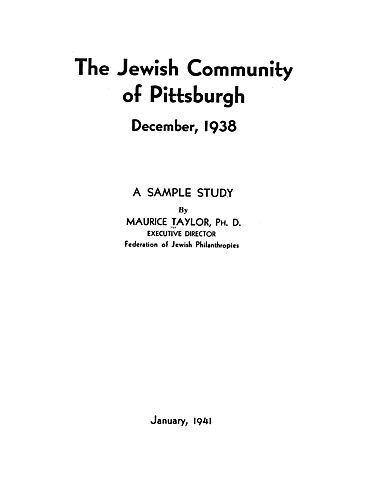 Jewish community of Pittsburgh, December, 1938