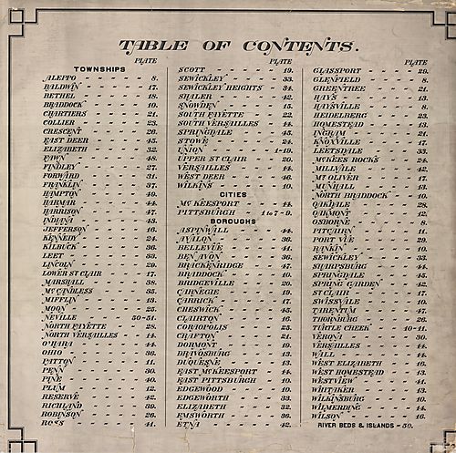 Table of Contents - Townships, Cities and Boroughs