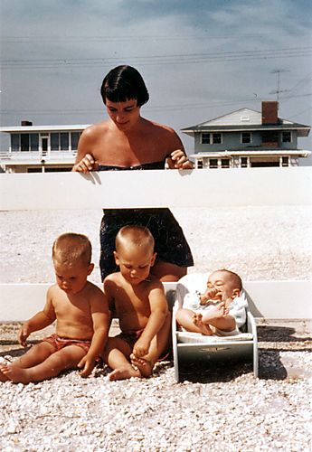 Ginny Hooton Thornburgh with baby sons: John, David, and Peter