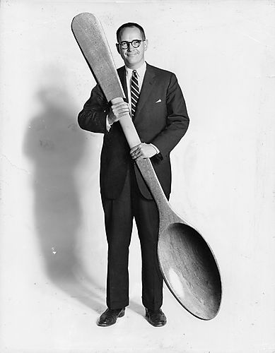 Thornburgh with wooden spoon, image used on campaign billboard