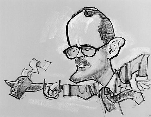 Cartoon of Thornburgh as the numbers racket buster