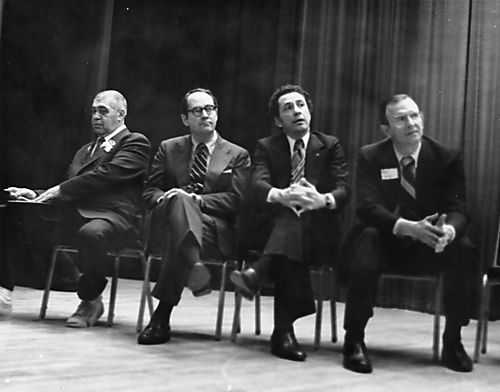 Gubernatorial candidates Arlen Specter, Thornburgh, Henry Hager, and Alvin Jacobsen at primary debate