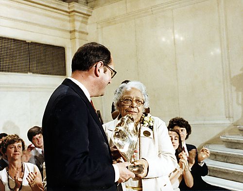 Marian Anderson accepting Distinguished Pennsylvania Artists Award from Governor Thornburgh