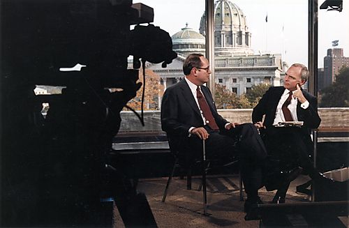 Thornburgh and C-SPAN President Lamb in conversation "on air"