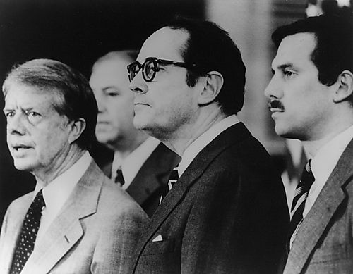 President Carter press conference with Governor, Lieutenant Governor and Harold Denton beside him