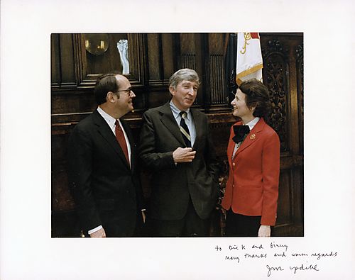 Updike speaking to Governor and Ginny Thornburgh at Arts Awards Ceremony