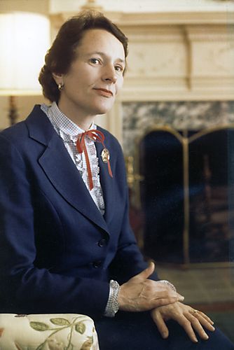 Ginny Thornburgh in living room of Governor's home