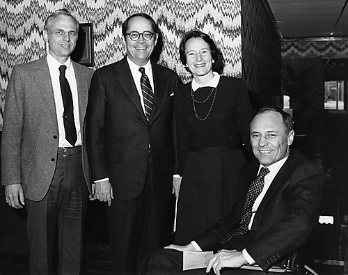 Arnold Muller, Secretary of Health, Governor and Ginny Thornburgh, and Alan Reich, President of National Organization on Disabilities (NOD)