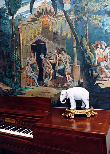 Partial view of Federal Style Piano manufactured in Philadelphia by George Allbright between 1800-1825