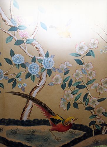 Grand Hall's wallpaper--a copy of 18th Century Chinese hand painted paper