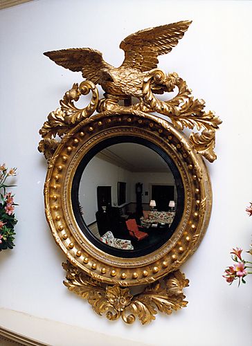 English Regency convex mirror in Family Living Room