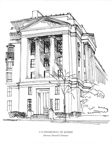 Drawing of Attorney General's Entrance to U.S. Department of Justice