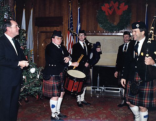 Office of Attorney General/Deputy Attorney General holiday party with Deputy Attorney General Barr and his bagpipes