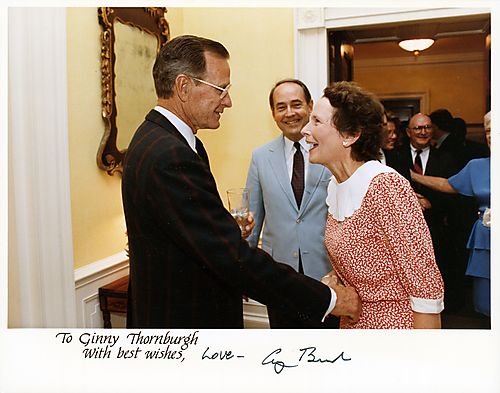 Personally inscribed photograph of President Bush with his friend Ginny Thornburgh