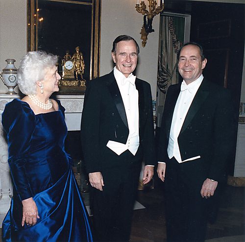 Attorney General Thornburgh with President and First Lady Bush at the Diplomatic Corps White House Dinner