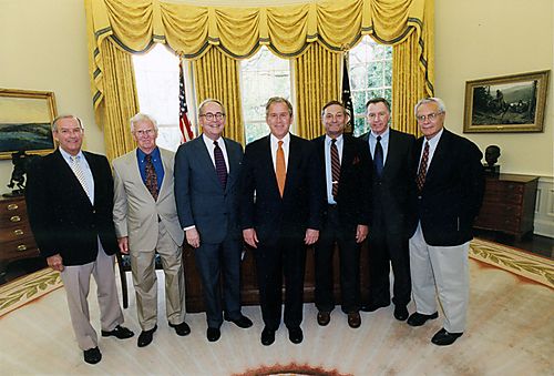 Thornburgh and Yale Roommates visit with President George Bush
