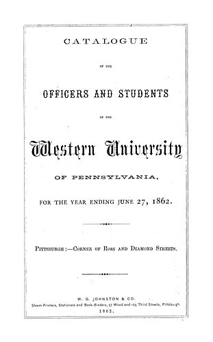 catalogue of the officers and students of the Western University of Pennsylvania for the year ending