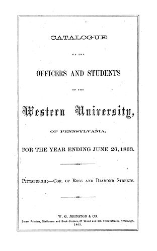catalogue of the officers and students of the Western University of Pennsylvania for the year ending