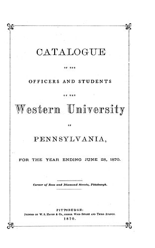 catalogue of the officers and students of the Western University of Pennsylvania for the year ending
