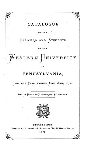 catalogue of the officers and students of the Western University of Pennsylvania for the year ending