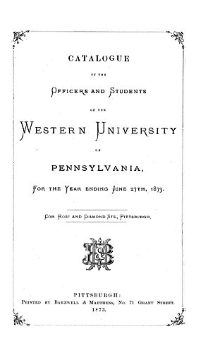 catalogue of the officers and students of the Western University of Pennsylvania for the year ending