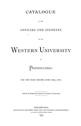 catalogue of the officers and students of the Western University of Pennsylvania for the year ending