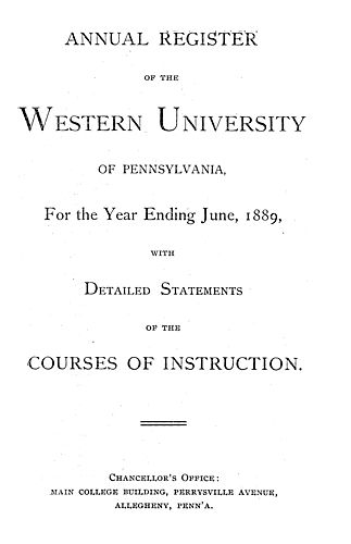 Annual register of the Western University of Pennsylvania for the year ending ... with detailed statements of the courses of instruction