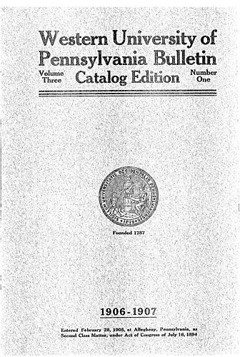 Annual catalog of the Western University of Pennsylvania, year ending