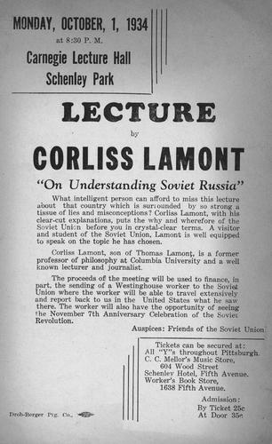 Corliss Lamont Lecture announcement