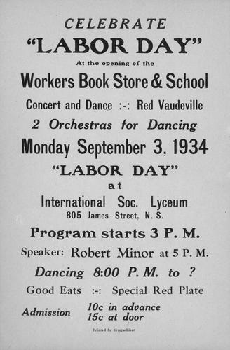 Workers Bookstore and School Concert and Dance announcement