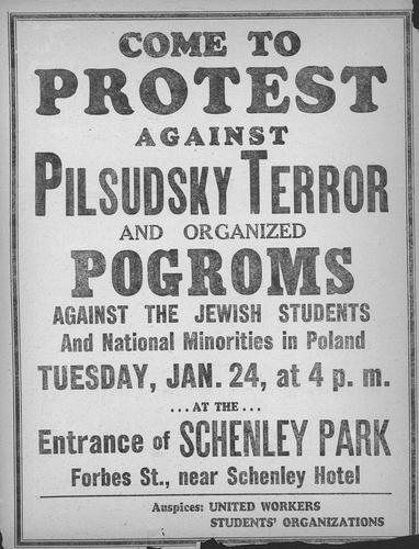 Protest Against Pilsudsky Terror and Organized Pogroms announcement