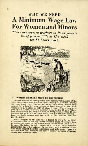 Why We Need A Minimum Wage Law for Women and Minors