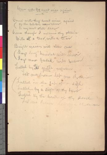 "Come with Thy Sweet Voice Again"