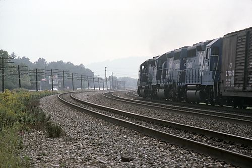 Three ConRail Locomotives Pulling a Train