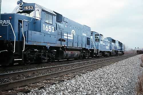 Close up of Three ConRail Locomotives