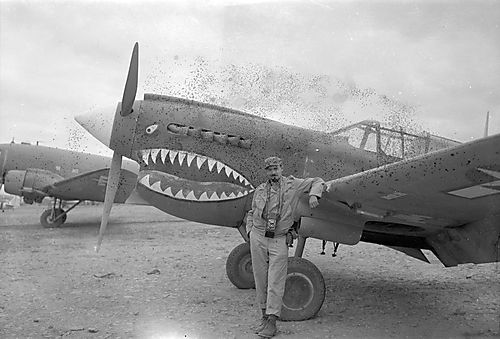 Harold Corsini with P-40 Fighter Plane