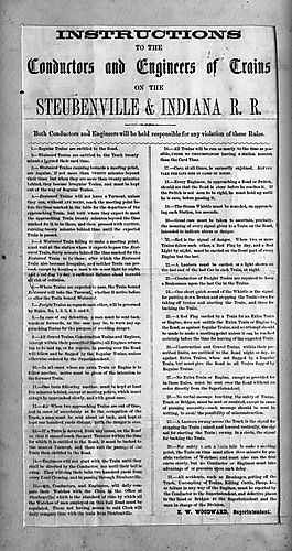Instructions to the Conductors and Engineers of Trains on the Steubenville & Indiana R. R. [Rail Road]