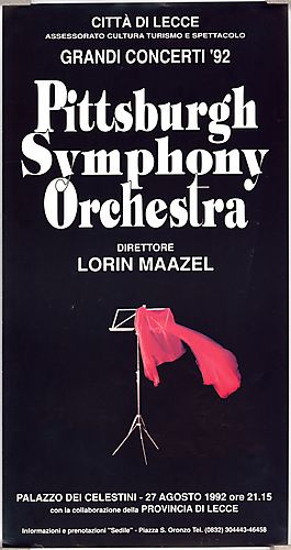 Poster for Pittsburgh Symphony Orchestra performance in Lecce, Italy in 1992