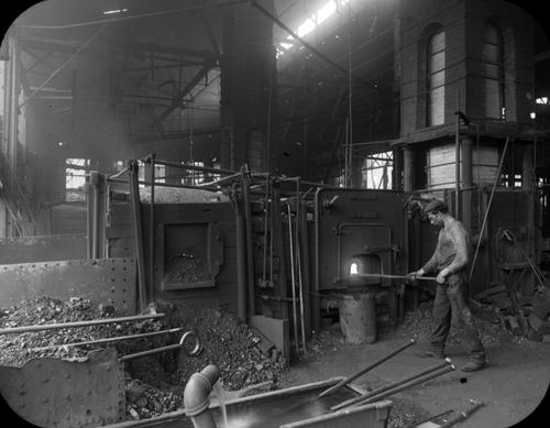 Rabbler at Work at Puddling Furnace, Rolling Mill