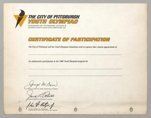 Youth Olympiad Certificate of Participation