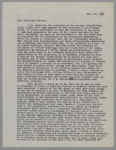 Wigner, Eugene P. - Correspondence,