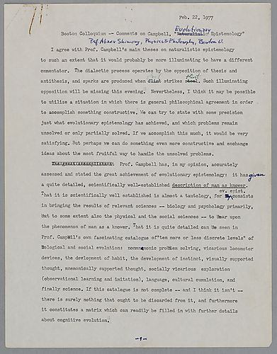Comment on Cambell's Evolutionary Epistemology,