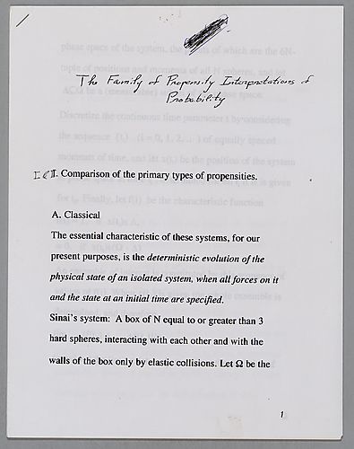 "The Family of Propensity Interpretations of Probability," Lecture at University of Bologna,