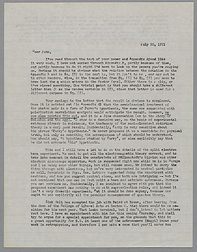 Clauser, John F. - Correspondence,