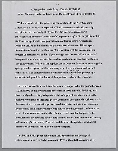 "A Perspective on the Magic Decade, 1972-1982," Lecture at the meeting of teh Optical Society in San Jose, CA,